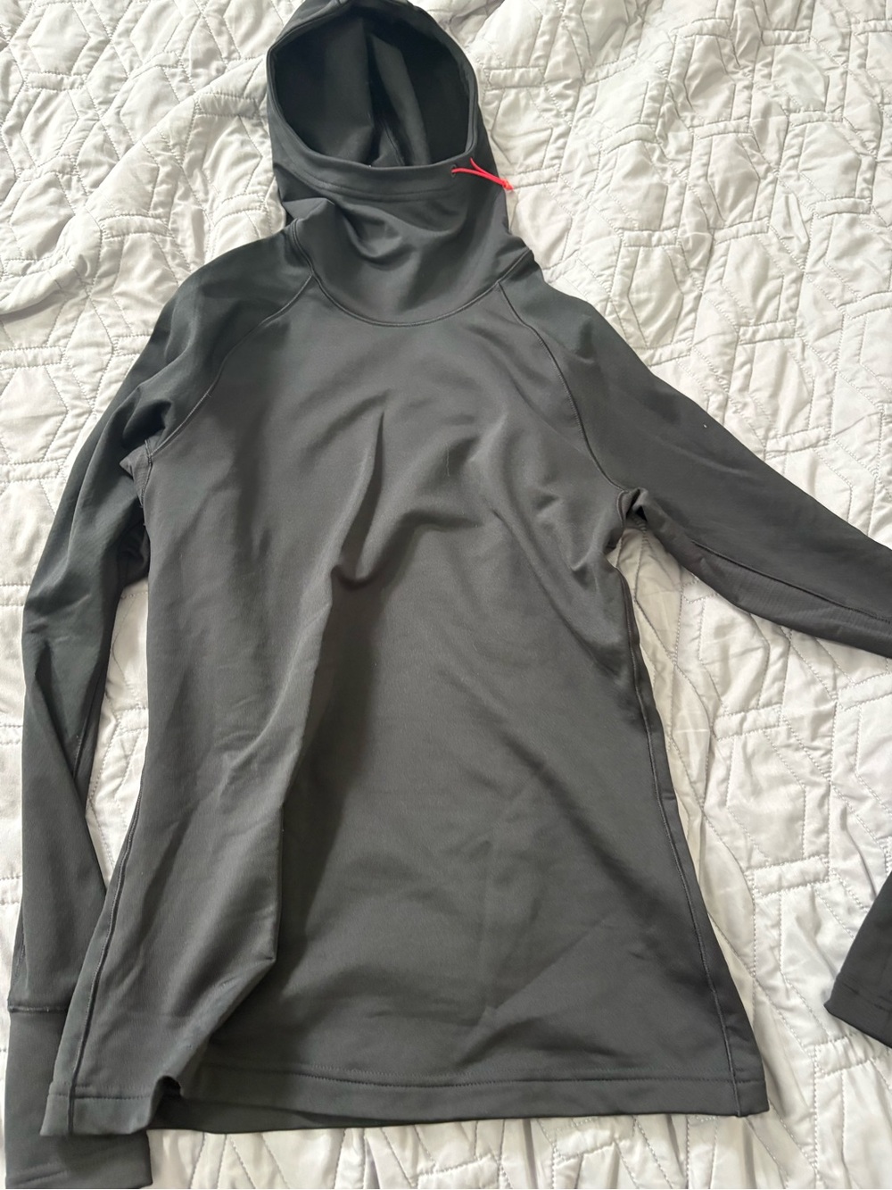 Women's Black Hooded Long-Sleeve Top - Casual Active Layer